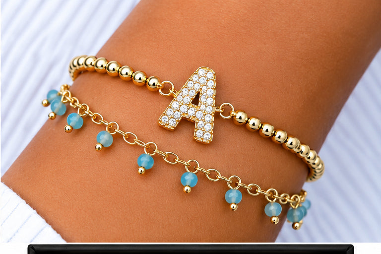 Initial Letter Bracelet Set