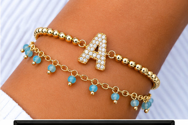 Initial Letter Bracelet Set – 18K Gold Plated