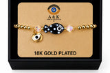 Black Ceramic Fish Charm Bracelet – 18K Gold Plated