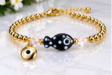 Black Ceramic Fish Charm Bracelet – 18K Gold Plated