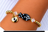 Black Ceramic Fish Charm Bracelet – 18K Gold Plated
