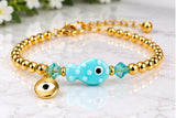 Turquoise Ceramic Fish Charm Bracelet – 18K Gold Plated