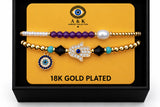 Zircon and Hamsa Bracelet Set – 18K Gold Plated Purple