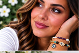 Zircon and Hamsa Bracelet Set – 18K Gold Plated Purple