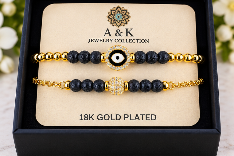 Black Lava with Eye Cubic Zirconia Bracelet