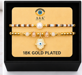 Resin Hamsa Bracelet Set – 18K Gold Plated Yellow