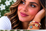 Zircon and Hamsa Bracelet Set – 18K Gold Plated Red