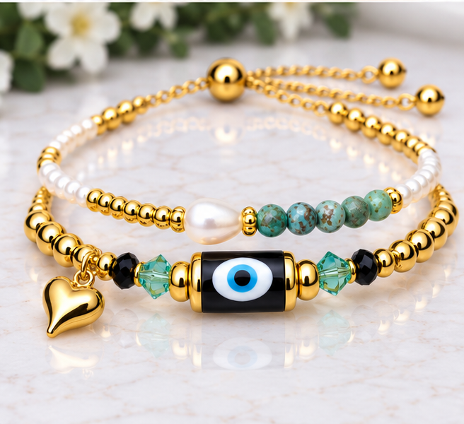 Turkish Evil Eye Bracelet Set