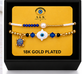Shell Hamsa Bracelet Set – 18K Gold Plated Purple