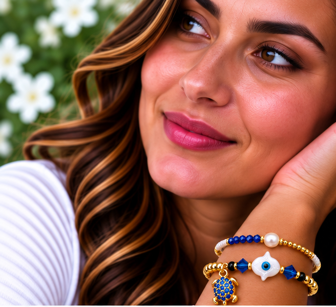 Shell Hamsa Bracelet Set