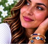 Shell Hamsa Bracelet Set – 18K Gold Plated Purple