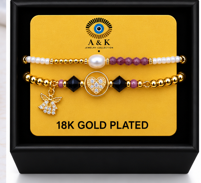 Zircon Heart Bracelet Set