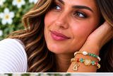 Zircon Heart Bracelet Set – 18K Gold Plated Turquoise