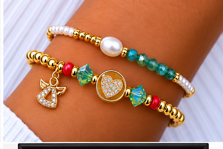 Zircon Heart Bracelet Set