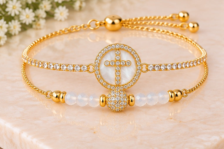 Round Cross- 18K Gold Plated