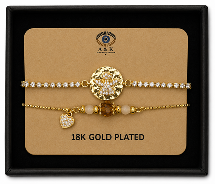 18K G. P. Adj 2 Pc Br Set - B073