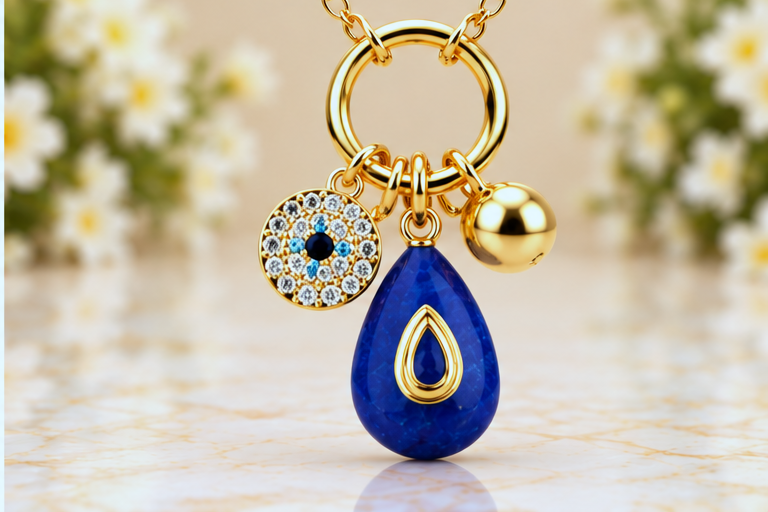 Blue Natural Stone Drop Necklace & Earring Set