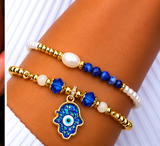 Resin Hamsa Bracelet Set – 18K Gold Plated Purpule