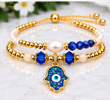 Resin Hamsa Bracelet Set – 18K Gold Plated Purpule