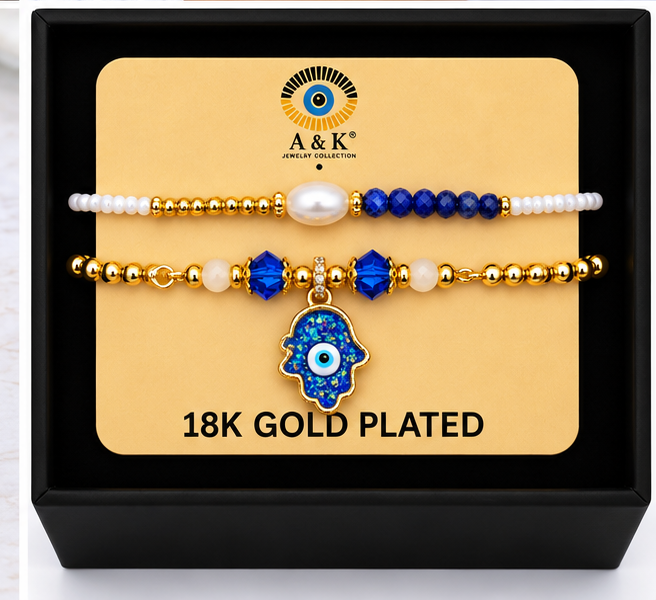 Resin Hamsa Bracelet Set