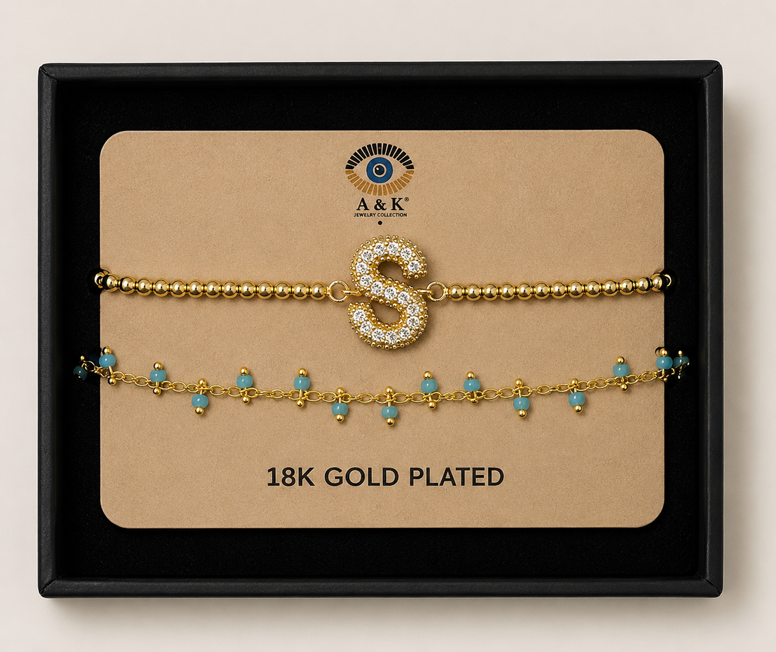 Initial Letter Bracelet Set