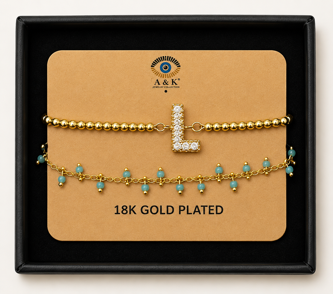 Initial Letter Bracelet Set