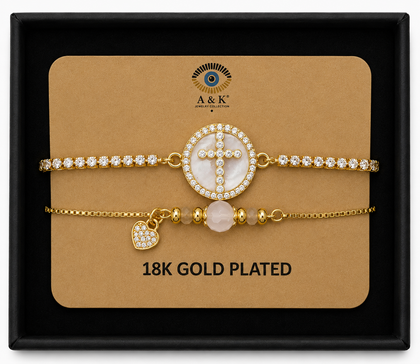 18K G. P. Adj 2 Pc Br Set - B081