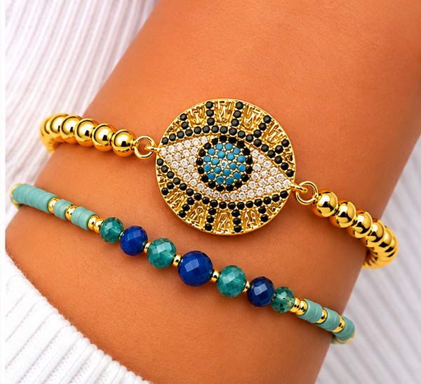 Black Lashes Bracelet Set – 18K Gold Plated