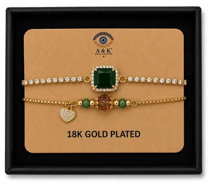 18K G. P. Adj 2 Pc Br Set - B069