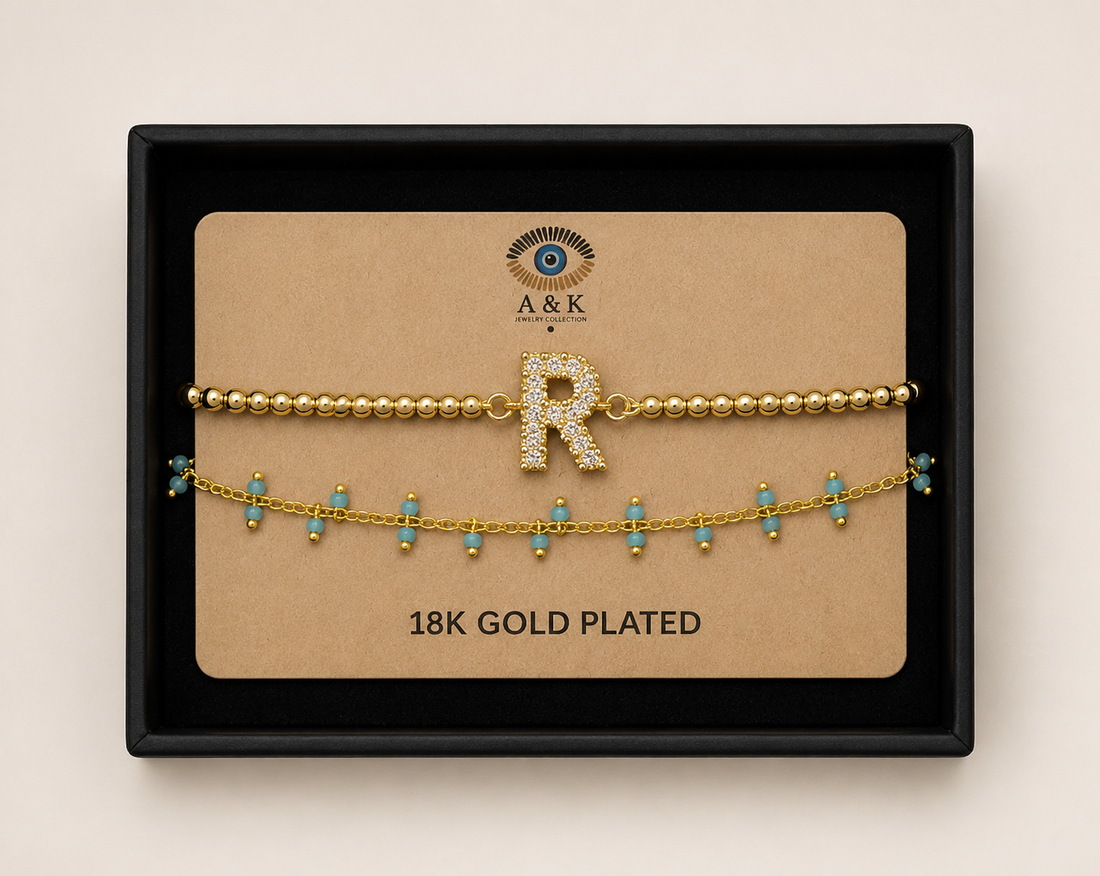 Initial Letter Bracelet Set