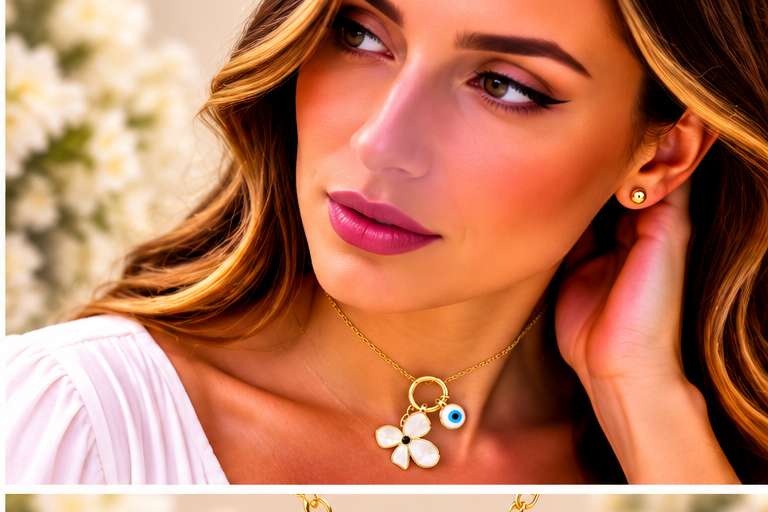 Flower with Eye Necklace/Earring Set