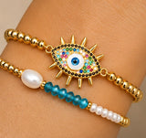 18K Gold Plated Adjustable Bracelet Set, 2 Piece (B001)