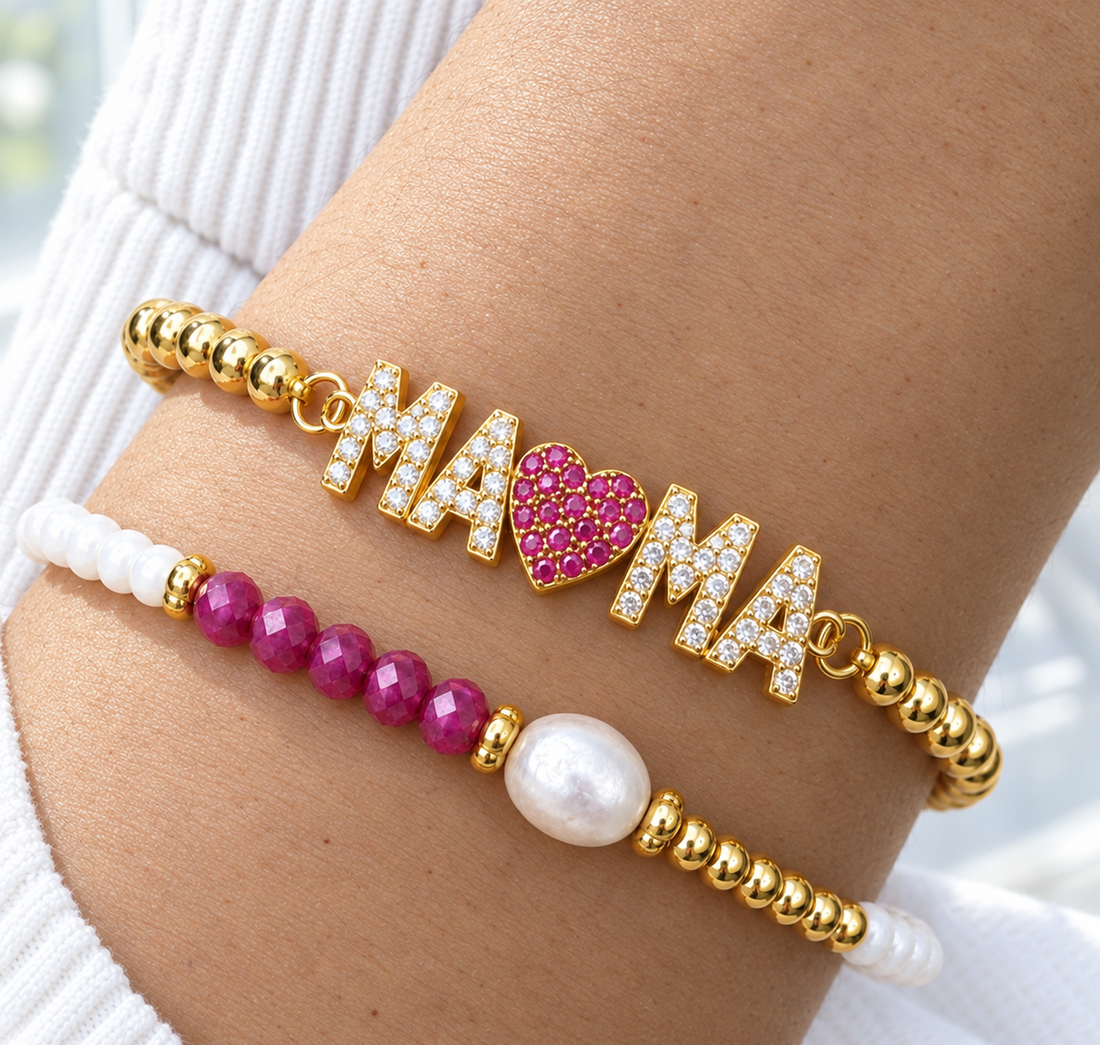 Mama Heart Bracelet Set