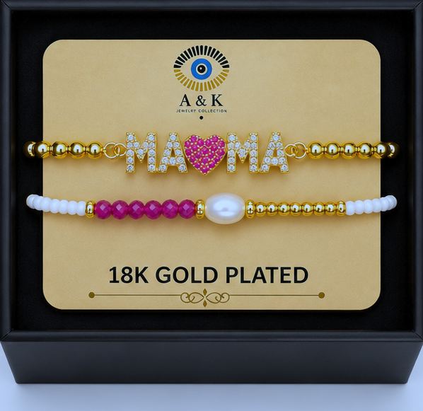 Mama Heart Bracelet Set