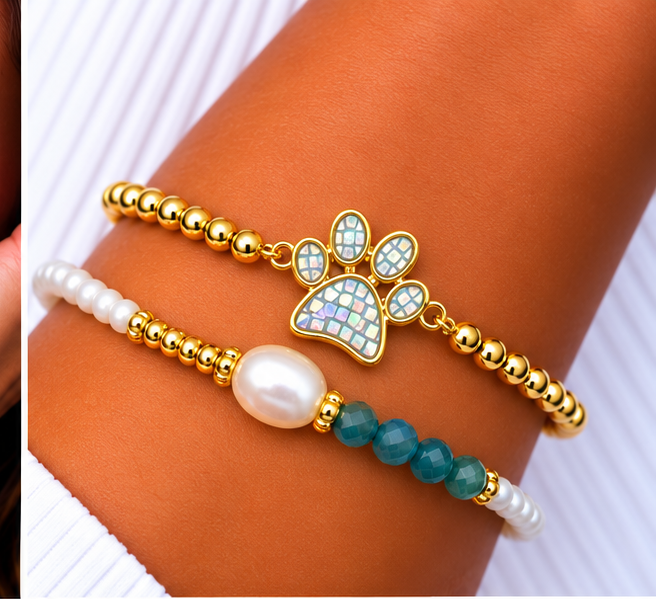 Shell and Paw Bracelet Set