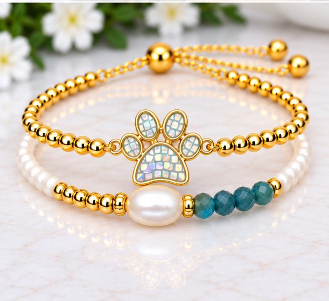 Shell and Paw Bracelet Set