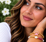 Shell and Paw Bracelet Set – 18K Gold Plated Pink