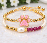 Shell and Paw Bracelet Set – 18K Gold Plated Pink