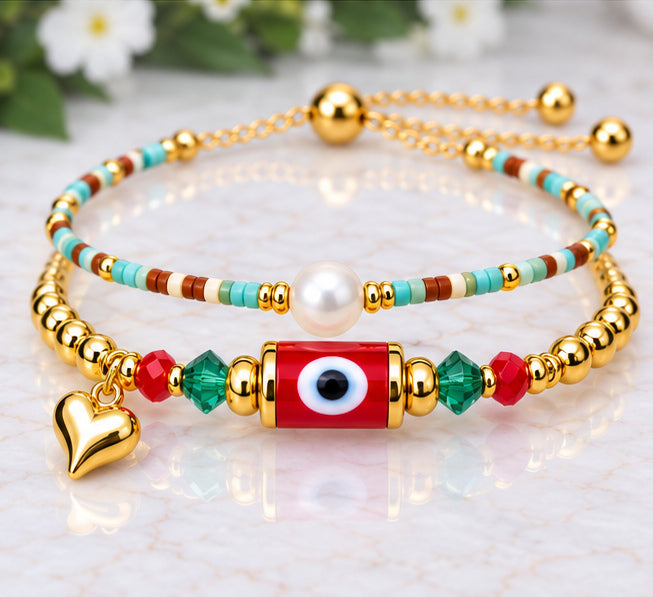 Turkish Evil Eye Bracelet Set