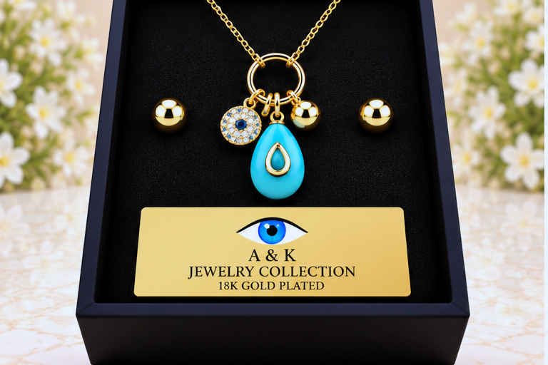 Turquoise Natural Stone Drop Necklace & Earring Set