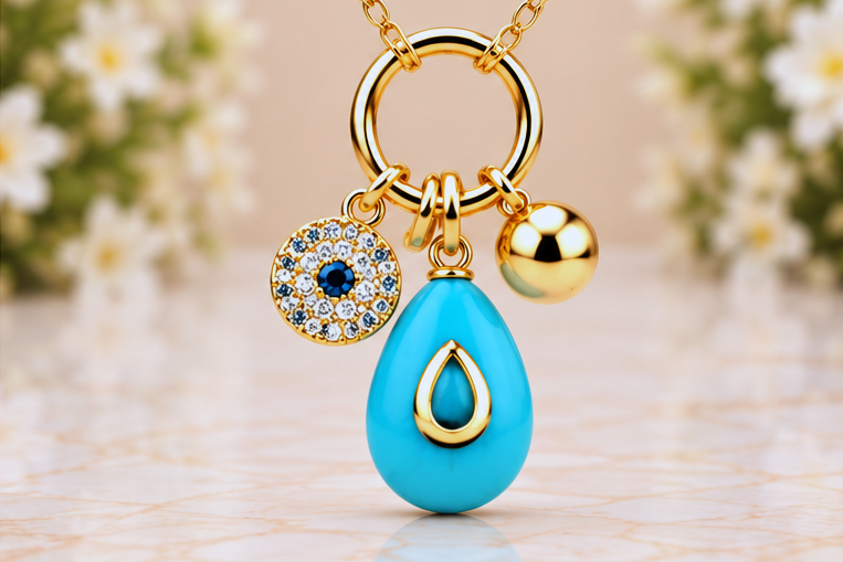 Turquoise Natural Stone Drop Necklace & Earring Set