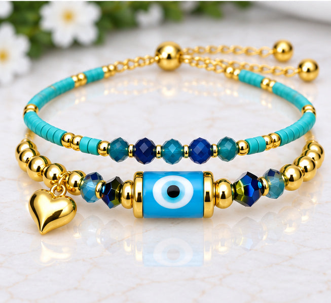 Turkish Evil Eye Bracelet Set