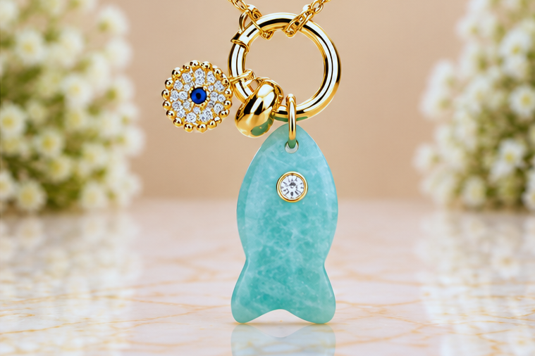 Turquoise Fish with Eye Necklace & Earring Set