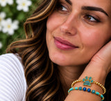 Shell and Paw Bracelet Set – 18K Gold Plated Dark Turquoise