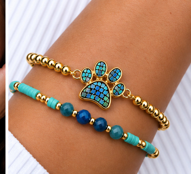 Shell and Paw Bracelet Set