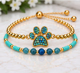Shell and Paw Bracelet Set – 18K Gold Plated Dark Turquoise