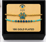 Shell and Paw Bracelet Set – 18K Gold Plated Dark Turquoise