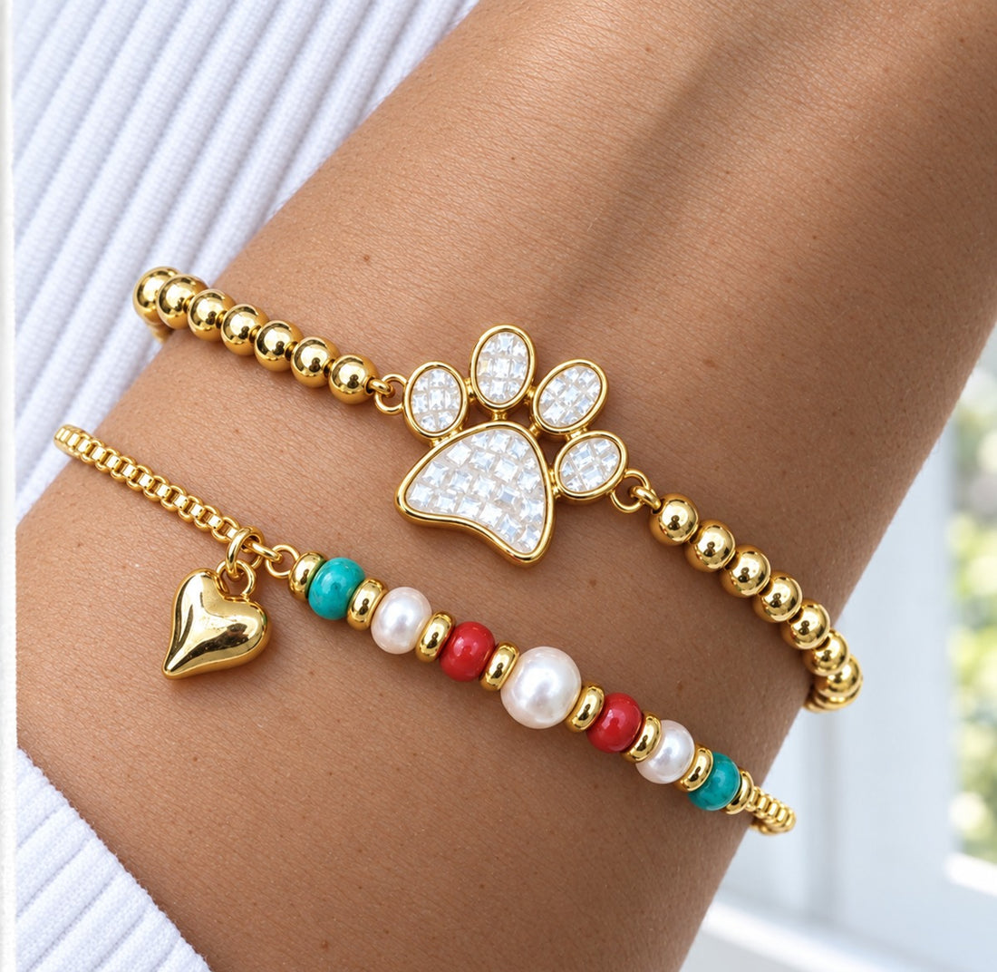 Shell and Paw Bracelet Set