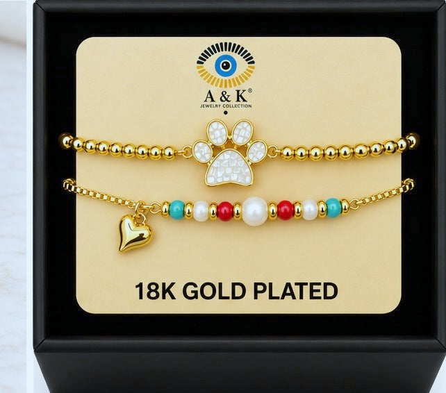 Shell and Paw Bracelet Set