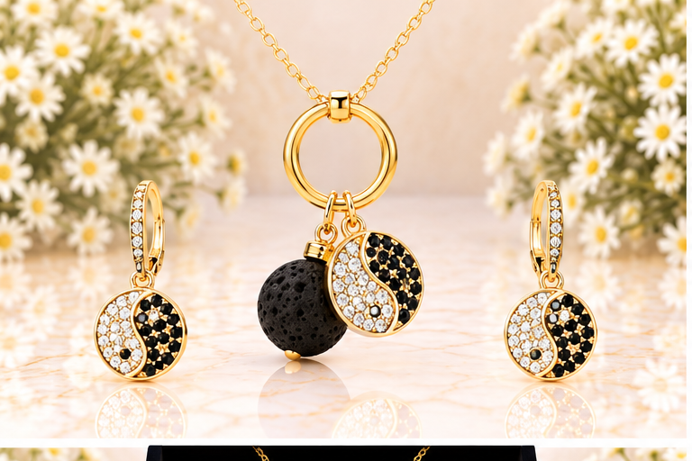 Yin Yang Necklace/Earring Set